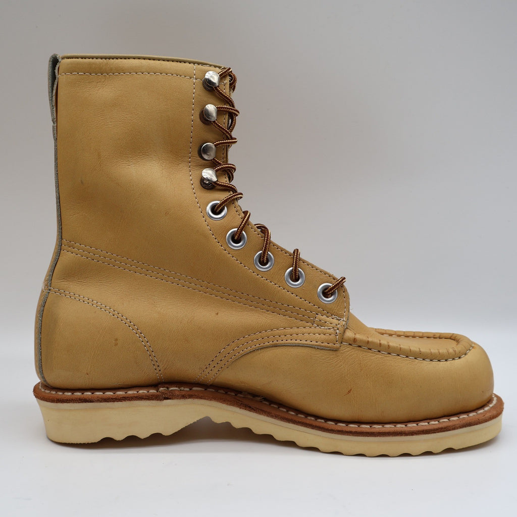 Cedar Crest Moc Toe Work Boots Mens 7.5 E Vintage Tan Leather Wedge Sole 9555 - take2supply