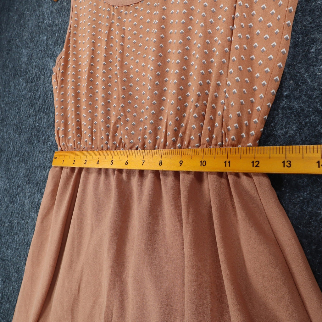 Blu Pepper Sleeveless Dress Small Rust Orange Lattice Cage Back Geometric Print - take2supply