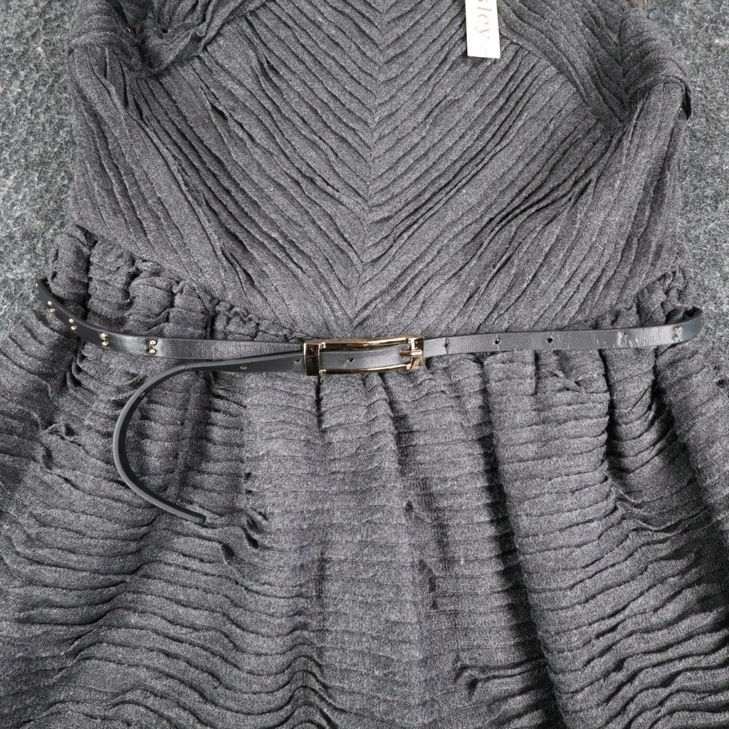 Esley Sleeveless Fit & Flare Dress Womens Size Small Gray Pleated Belted NWT - take2supply