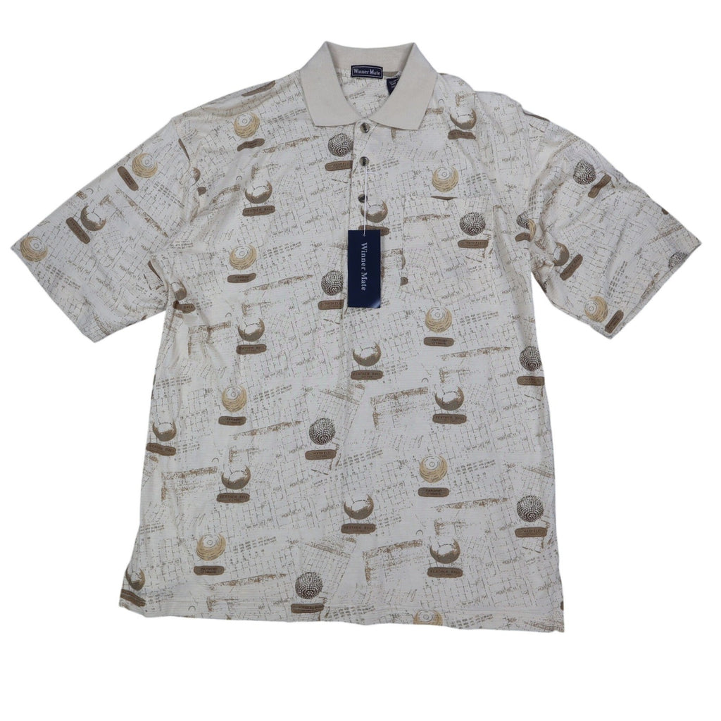 Winner Mate Golf Polo Shirt Mens Size Medium Vintage Sahara Cotton Rayon Print - take2supply
