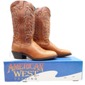 American West Trading Cowboy Boots Mens 9 D Walnut Deertan Leather Made in USA - take2supply