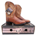 Old West 1936 Western Boots Kids 3.0 Brown Leather NWT - take2supply
