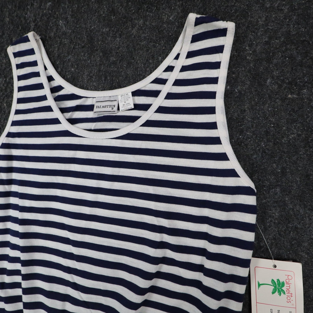Palmetto's Striped Tank Top Womens Medium Vintage Deadstock Navy White A1992227 - take2supply
