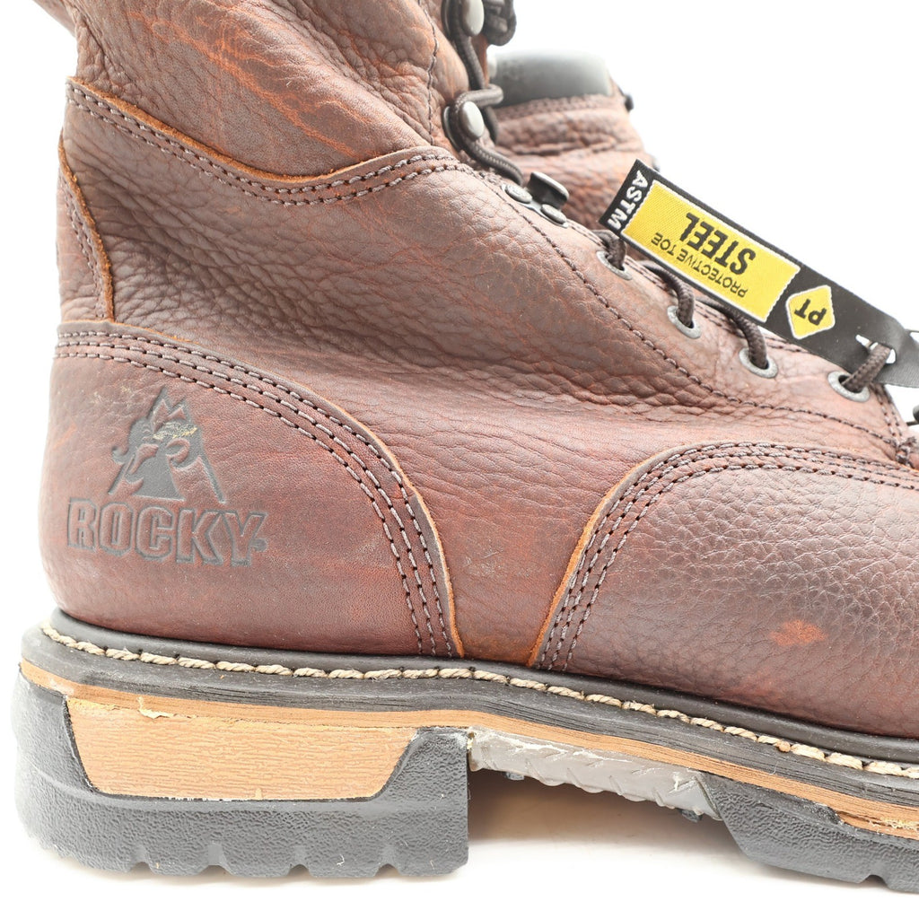 Rocky IronClad Steel Toe Work Boots Mens 12W Brown Leather Waterproof NWT - take2supply