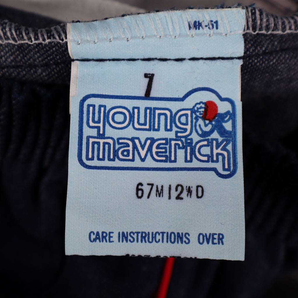 Vintage Young Maverick Girls Jeans 7 Blue Red Piping Elastic Waist USA NWT - take2supply