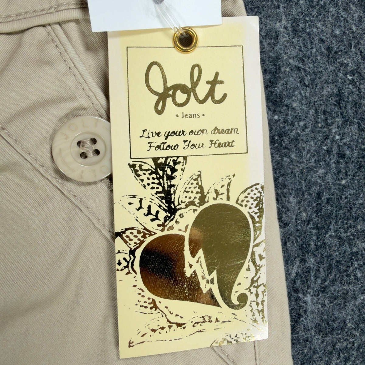 Jolt Y2K Bermuda Shorts Girls 10 Tan Khaki Cotton Stretch NWT Deadstock - take2supply