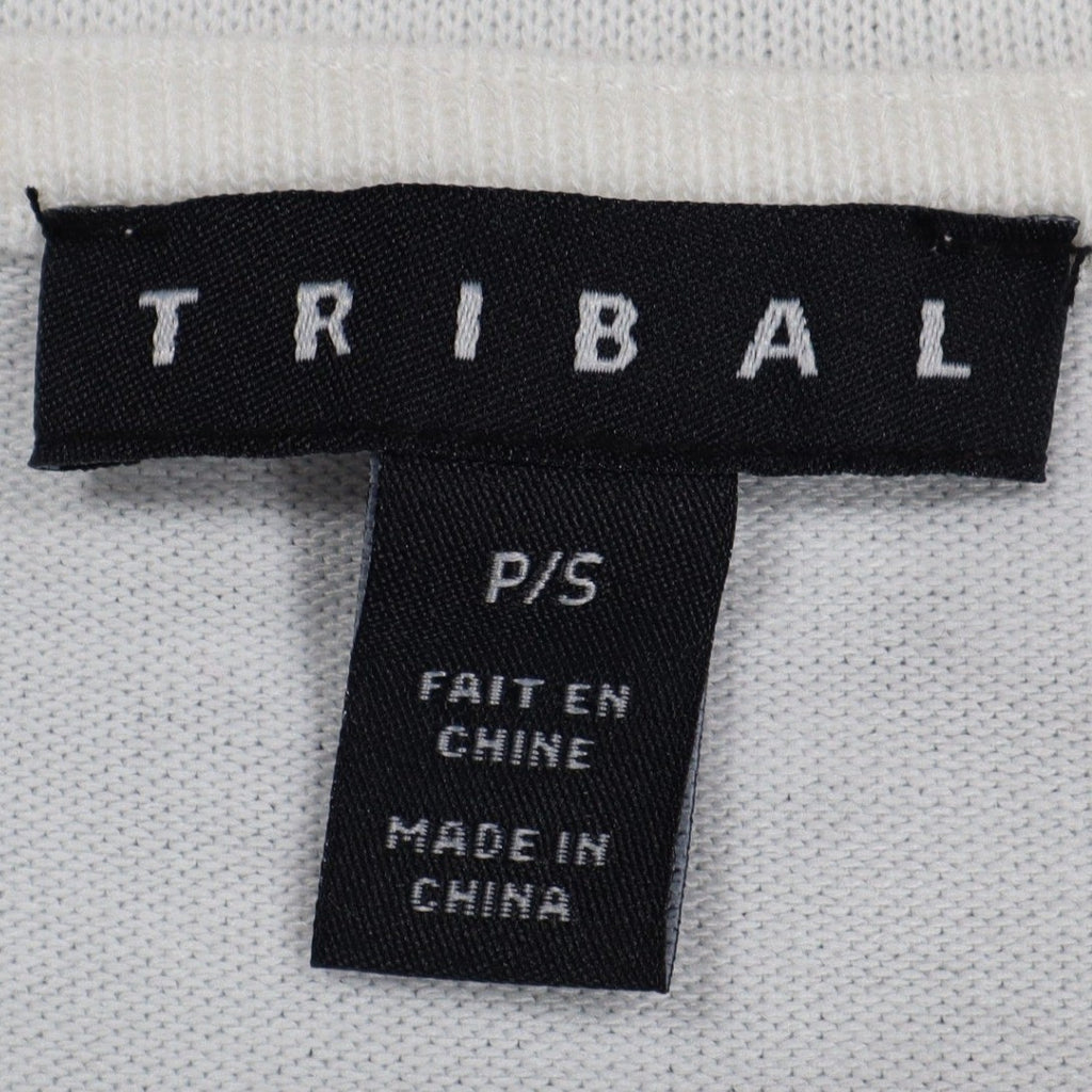 Tribal Long Sleeve Top Womens Small Cream Grey Abstract Stripe Knit 26850-2281 - take2supply