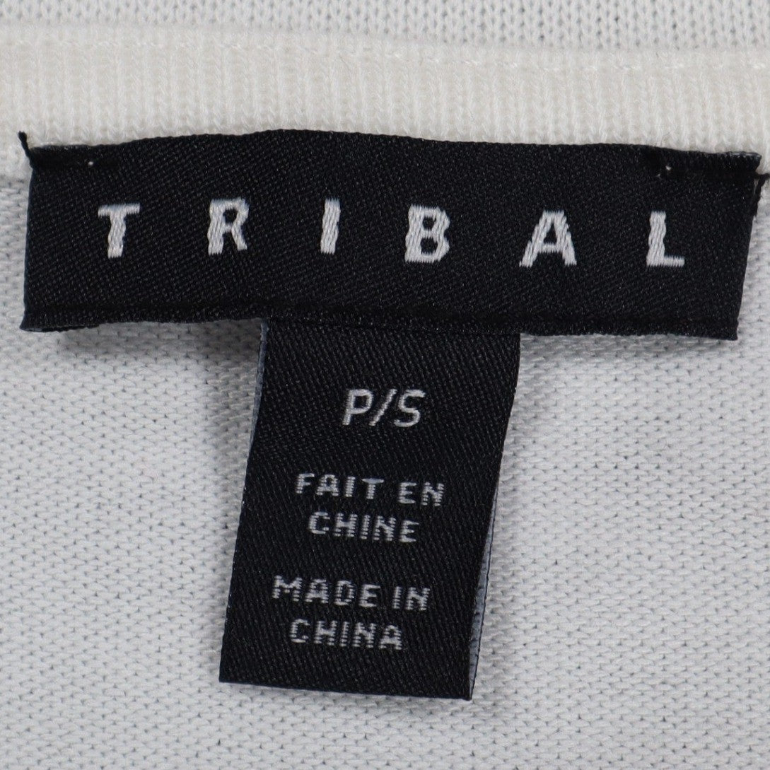 Tribal Long Sleeve Top Womens Small Cream Grey Abstract Stripe Knit 26850-2281 - take2supply