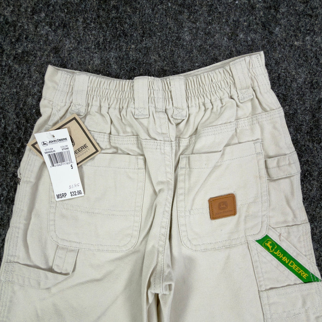 John Deere Carpenter Shorts Boys 5 Stone Cotton Canvas NWT Deadstock - take2supply