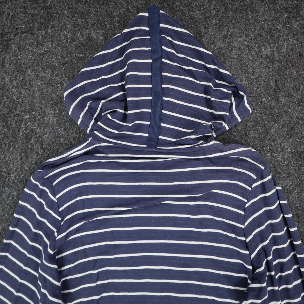 Erin London Womens M Navy White Striped Zip Hoodie Bell Sleeve Pockets NWT - take2supply