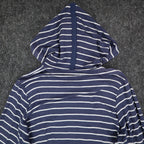 Erin London Womens M Navy White Striped Zip Hoodie Bell Sleeve Pockets NWT - take2supply