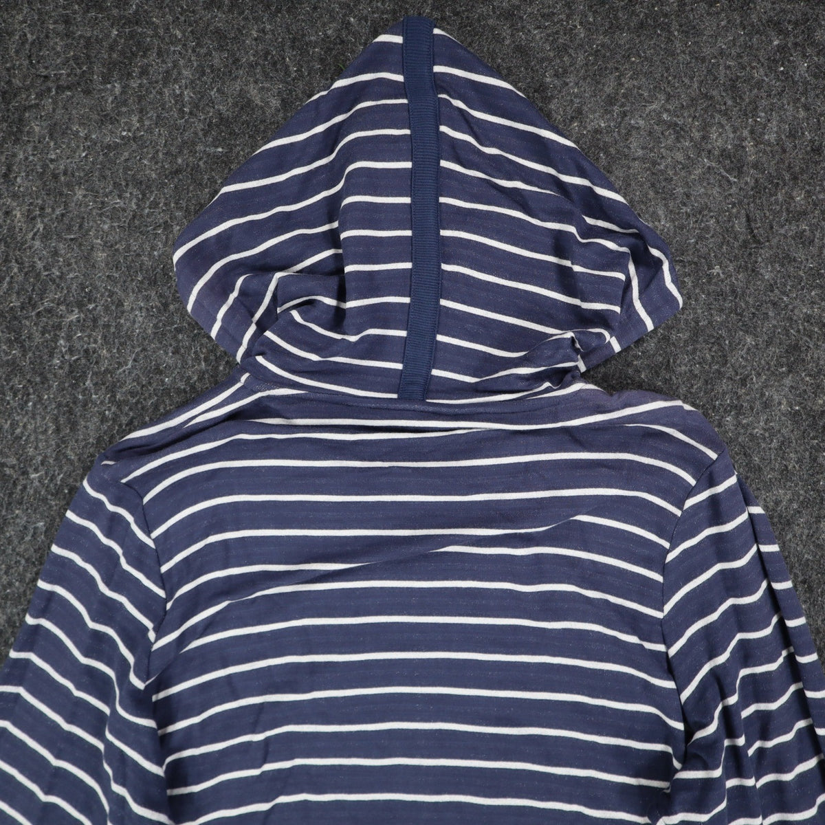 Erin London Womens M Navy White Striped Zip Hoodie Bell Sleeve Pockets NWT - take2supply