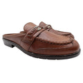 g.WIZ Faye Mule Loafers Womens 6.5M Vintage Brown Leather Woven Metal Detail - take2supply