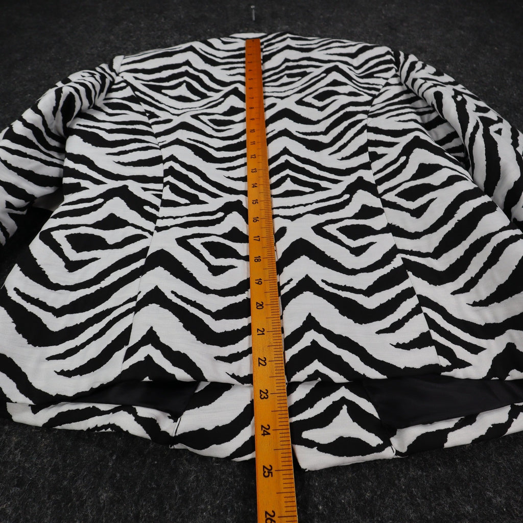 Erin London Zebra Print Blazer Women Size M NWT Black White Animal Coat - take2supply