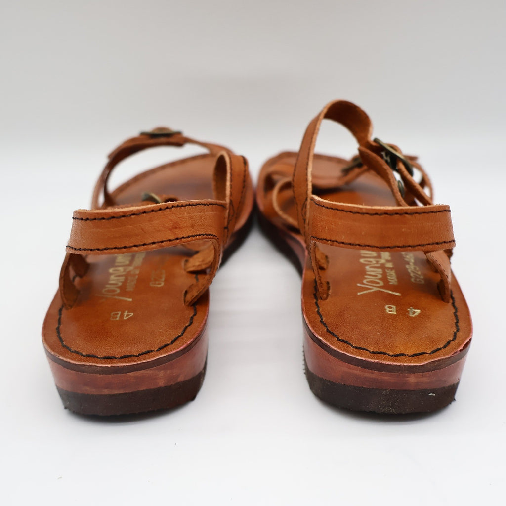 Young'uns Sandals Womens 4B Vintage Brazil Tan Leather Strappy Buckle Deadstock - take2supply