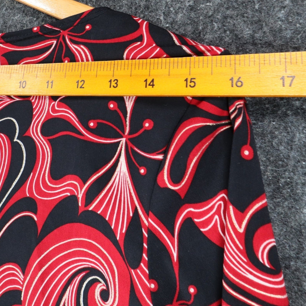 A. Byer Top Womens Small Y2K Red Black Swirl Metallic Knot Front 2-in-1 Layered - take2supply