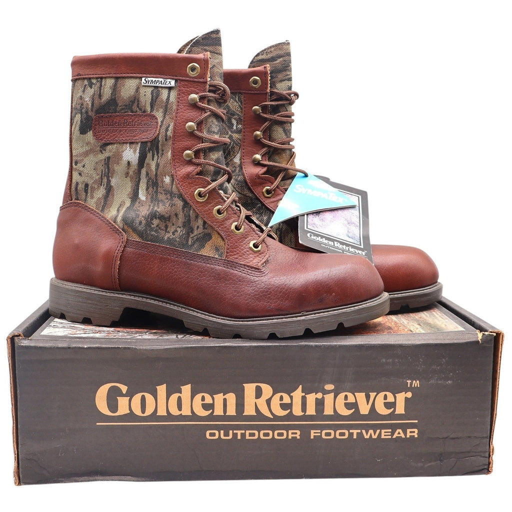 Golden Retriever Hunting Boots Mens 10.5 M Vintage USA Leather Camo Sympatex NEW - take2supply