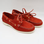 Vintage Boat Shoes 7.5 M Rust Red Suede Leather Moccasin Deck Shoes Deadstock - take2supply