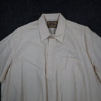 Fulton Street Shirt Works Polo Mens 2X Vintage 90s Cream Banded Bottom USA Made - take2supply