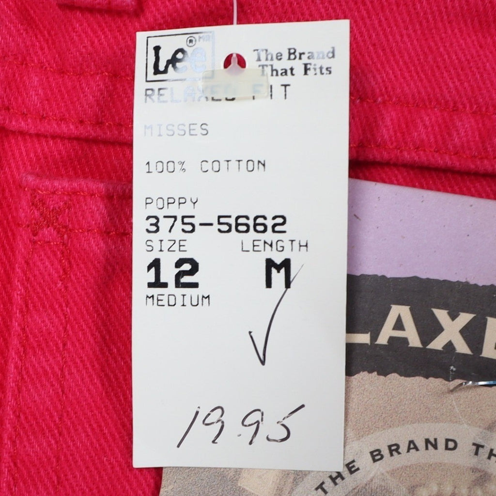 Lee Relaxed Fit Shorts Womens 12 Vintage 90s Poppy Red Cotton Made in USA NWT - take2supply