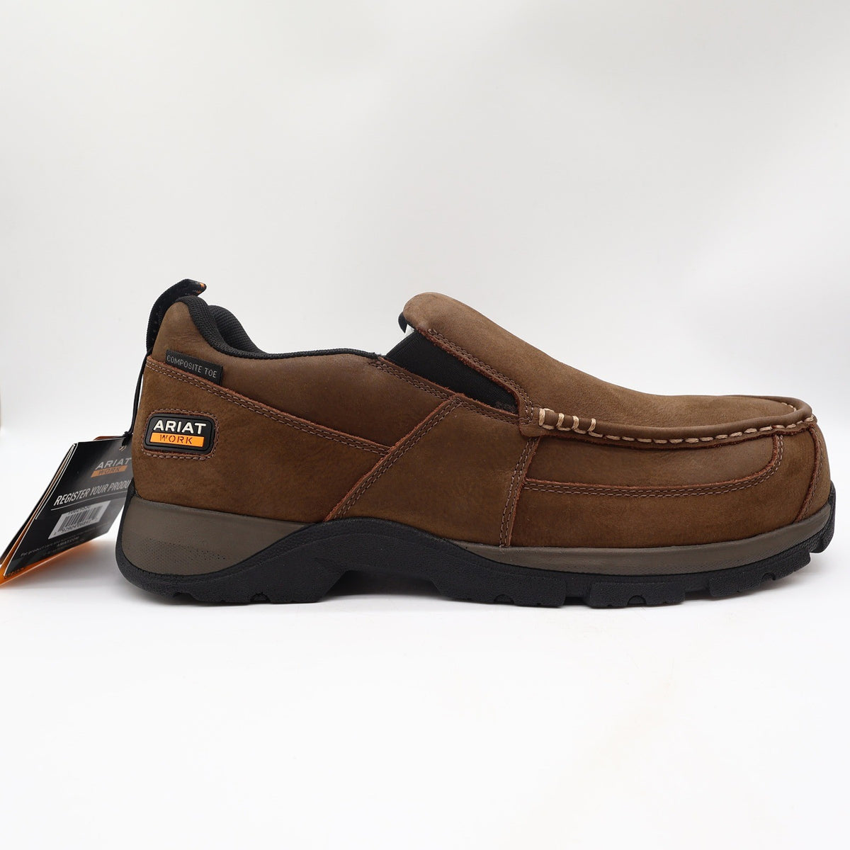 Ariat Work Edge LTE Slip-On Work Shoes Men 12 EE Wide Comp Toe Brown NWT - take2supply