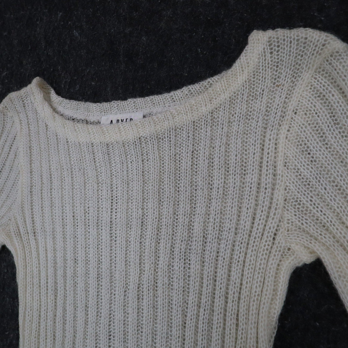 A. Byer Sweater Womens Medium Vintage 90s Cream Mohair Ribbed Open Knit Top - take2supply
