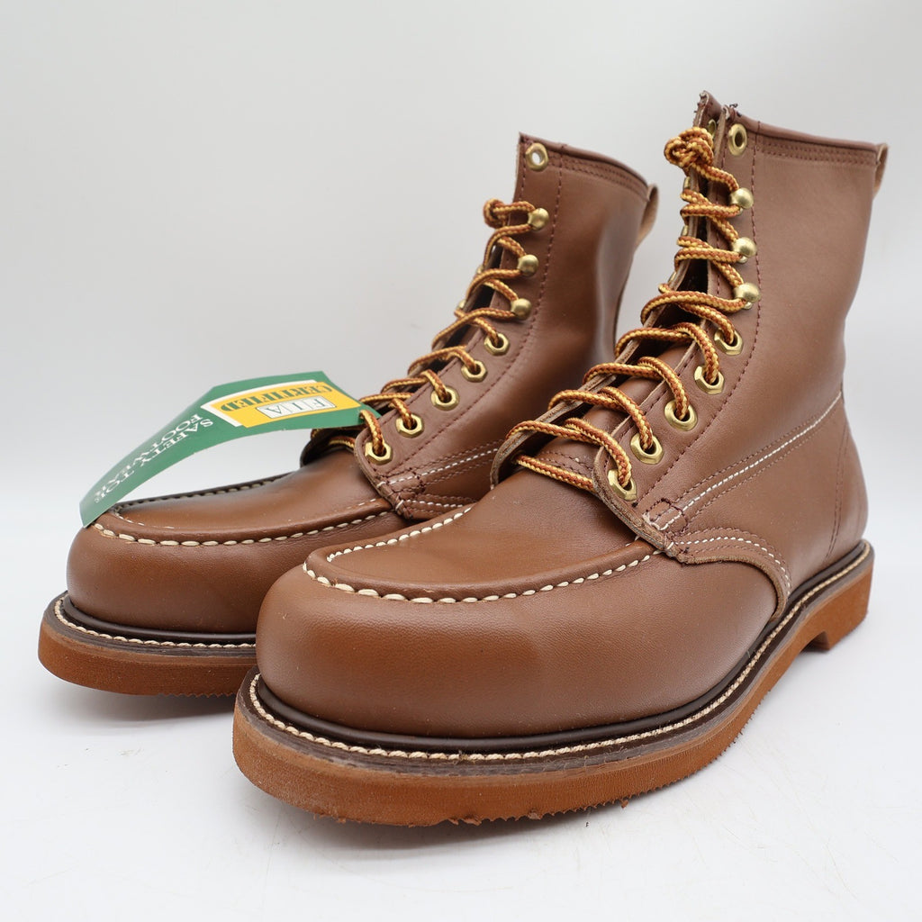 Titan Vintage 80s Safety Toe Work Boots Mens 8.5 D Brown Leather NWT Made in USA - take2supply