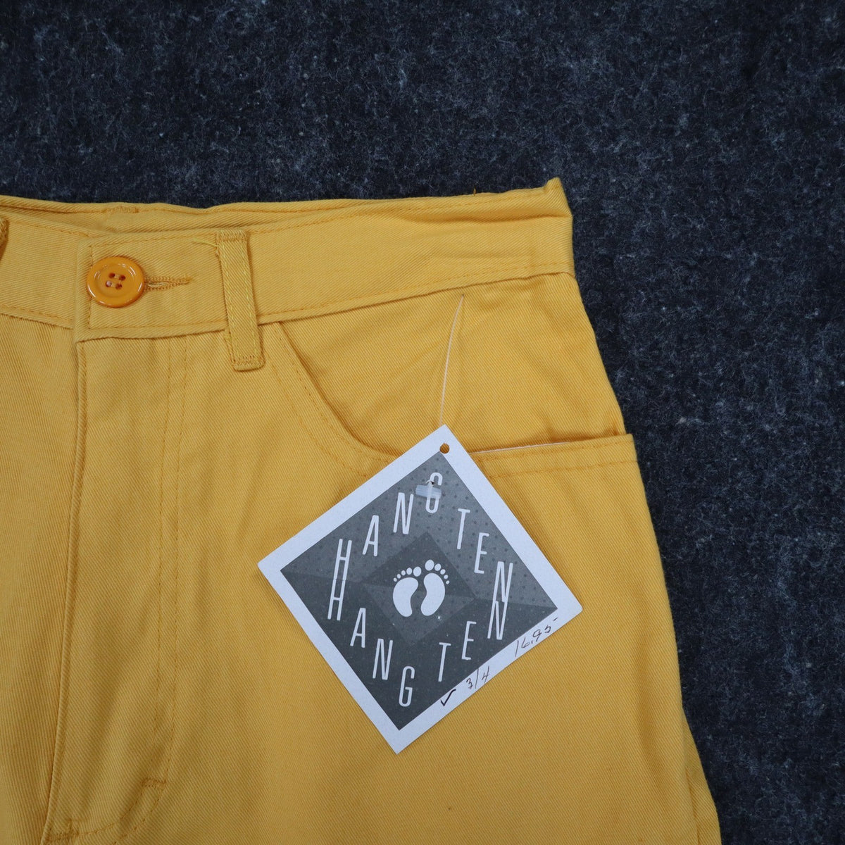 Hang Ten Shorts Womens 3/4 Vintage 90s Yellow Cotton High Rise Made in USA NOS - take2supply
