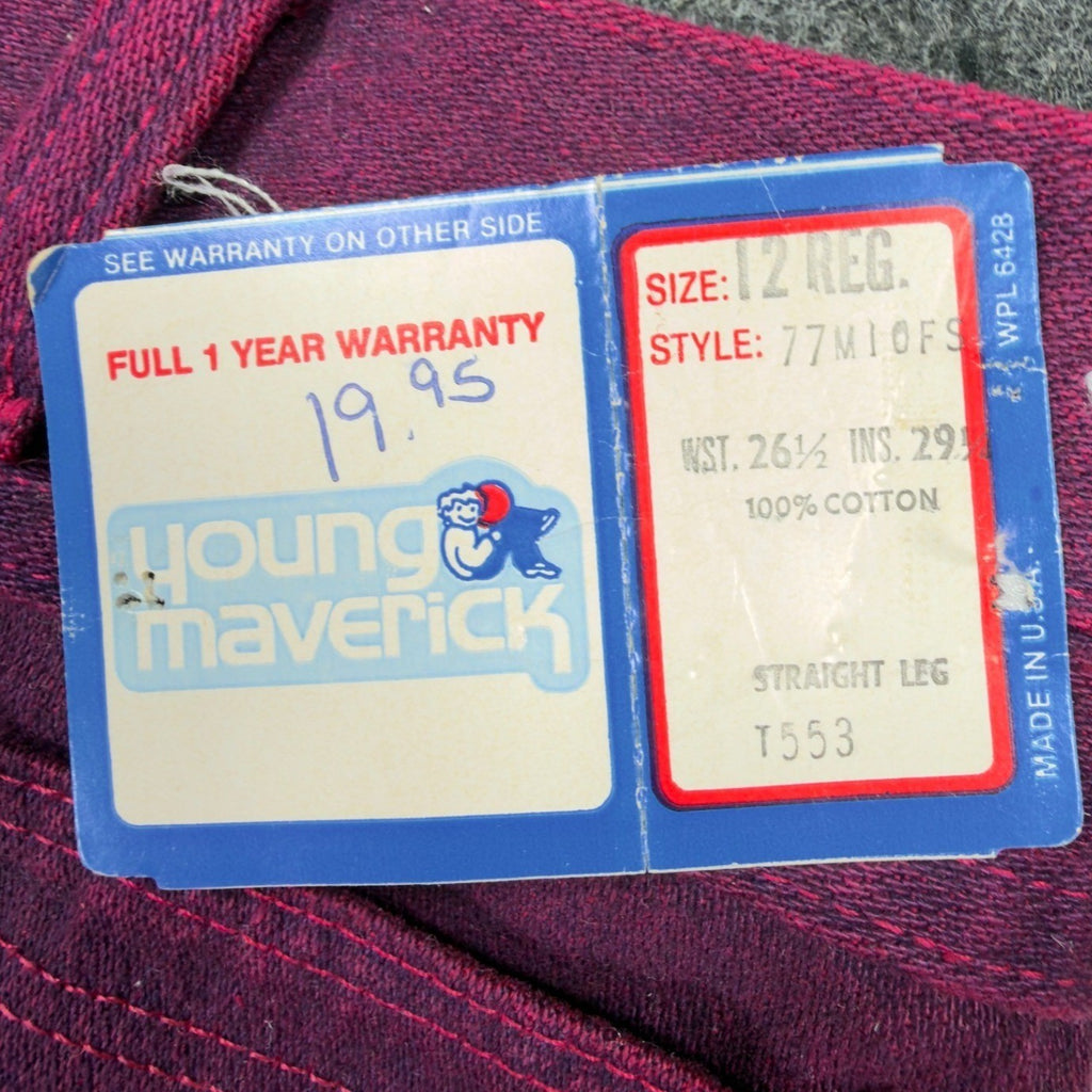Young Maverick Jeans Girls 12 Reg Vintage 80s Pink Denim Straight Leg NWT USA - take2supply