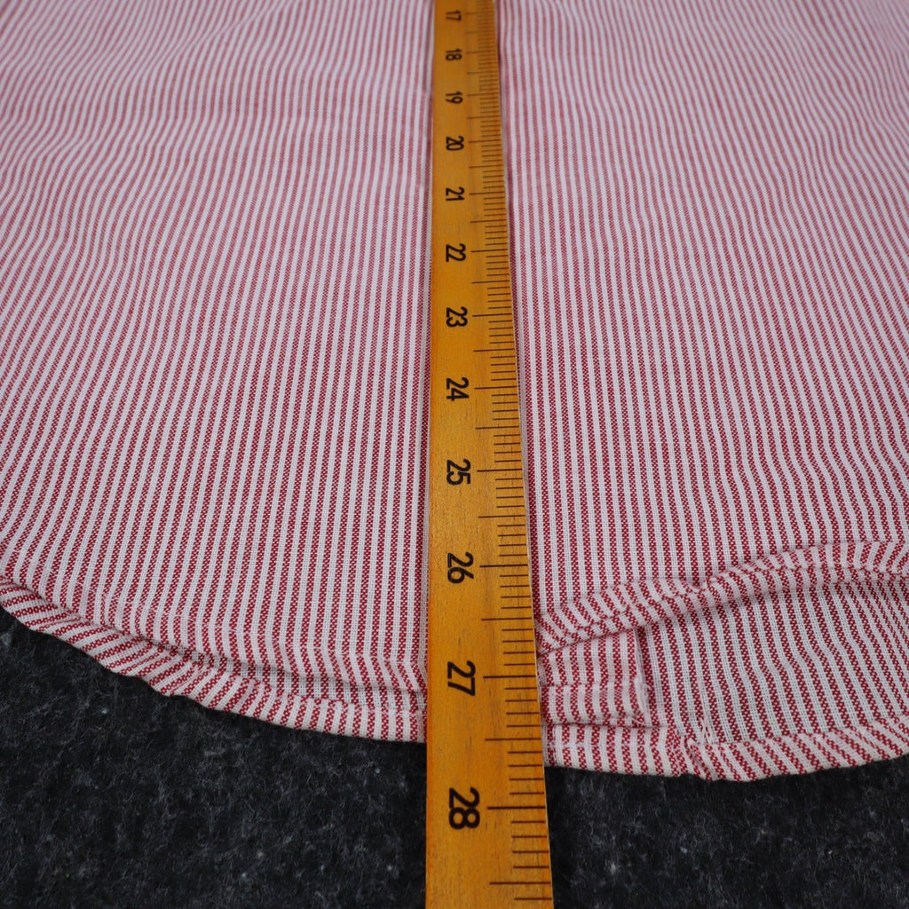 Dee Cee Striped Button Down Shirt Womens 7/8 Vintage Red White Short Sleeve USA - take2supply