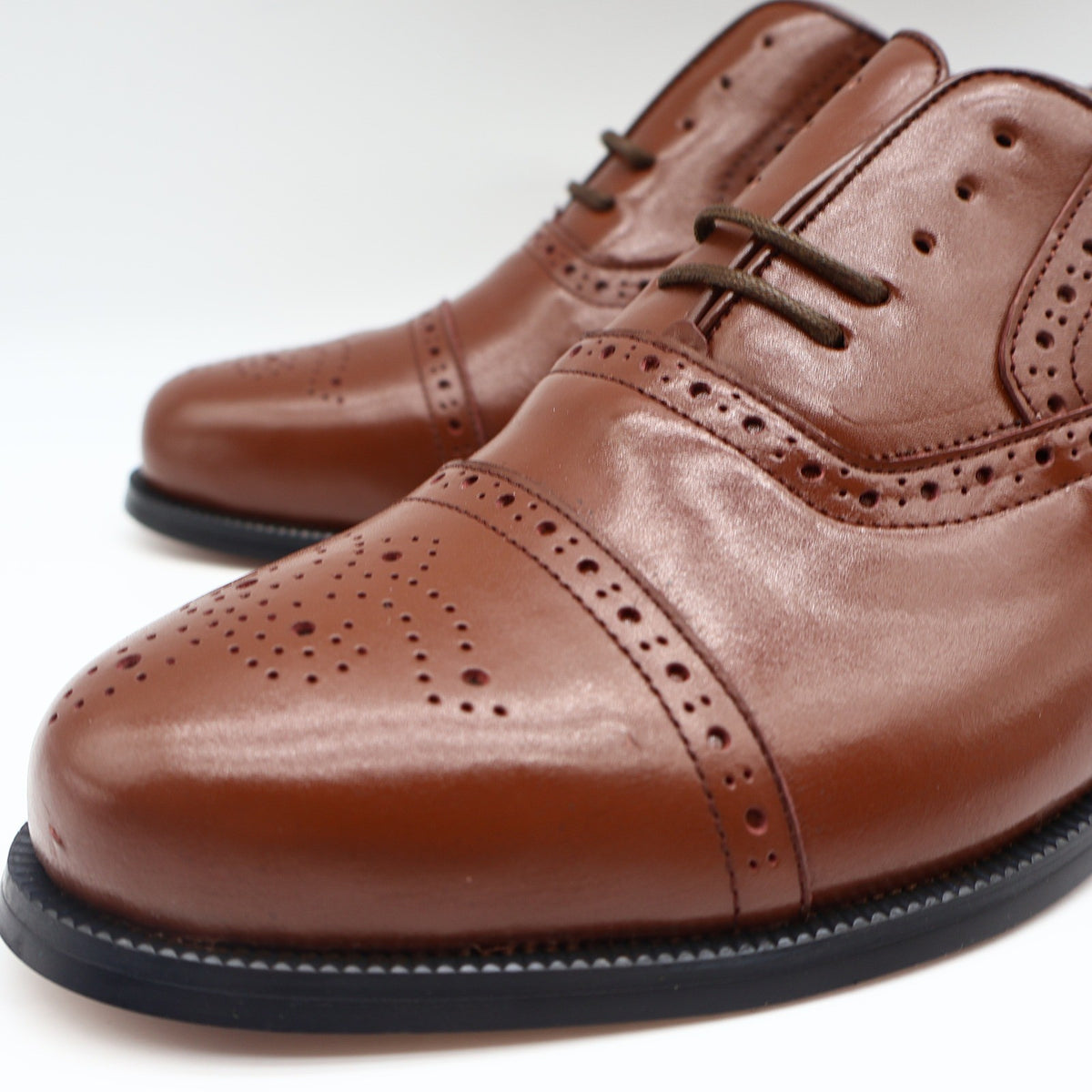 Conti Oxford Shoes Mens 9 D Vintage Brown Leather Cap Toe Brogue H1005 NOS - take2supply