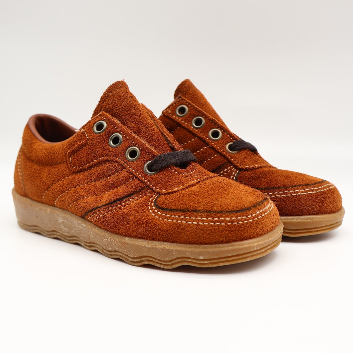 Walker Suede Oxford Shoes Mens 12.5D Vintage Deadstock Rust Brown Gum Sole 2646 - take2supply