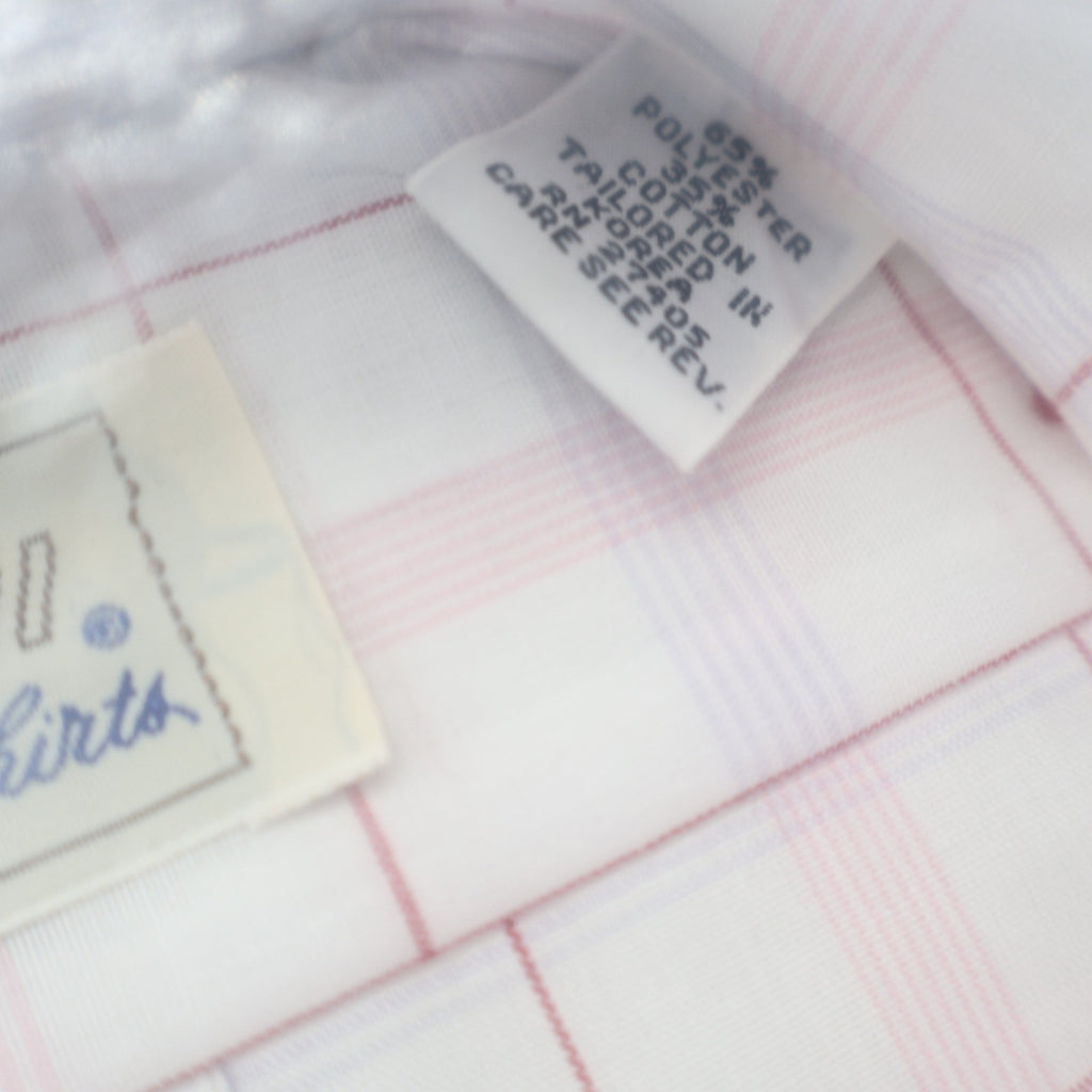 Mark VII Dress Shirt Mens 16 32/33 Vintage Deadstock White Red Blue Plaid Grid - take2supply