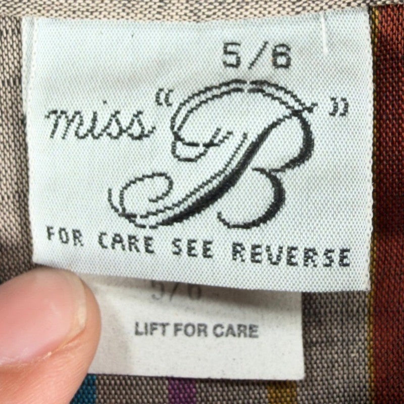 Miss "B" Vintage 70s Striped Button Down Shirt Womens 5/6 Orange Multi Excellent - take2supply