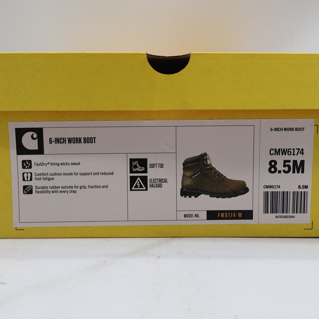 Carhartt 6-Inch Work Boot Mens 8.5 Brown Leather Soft Toe EH CMW6174 NEW - take2supply