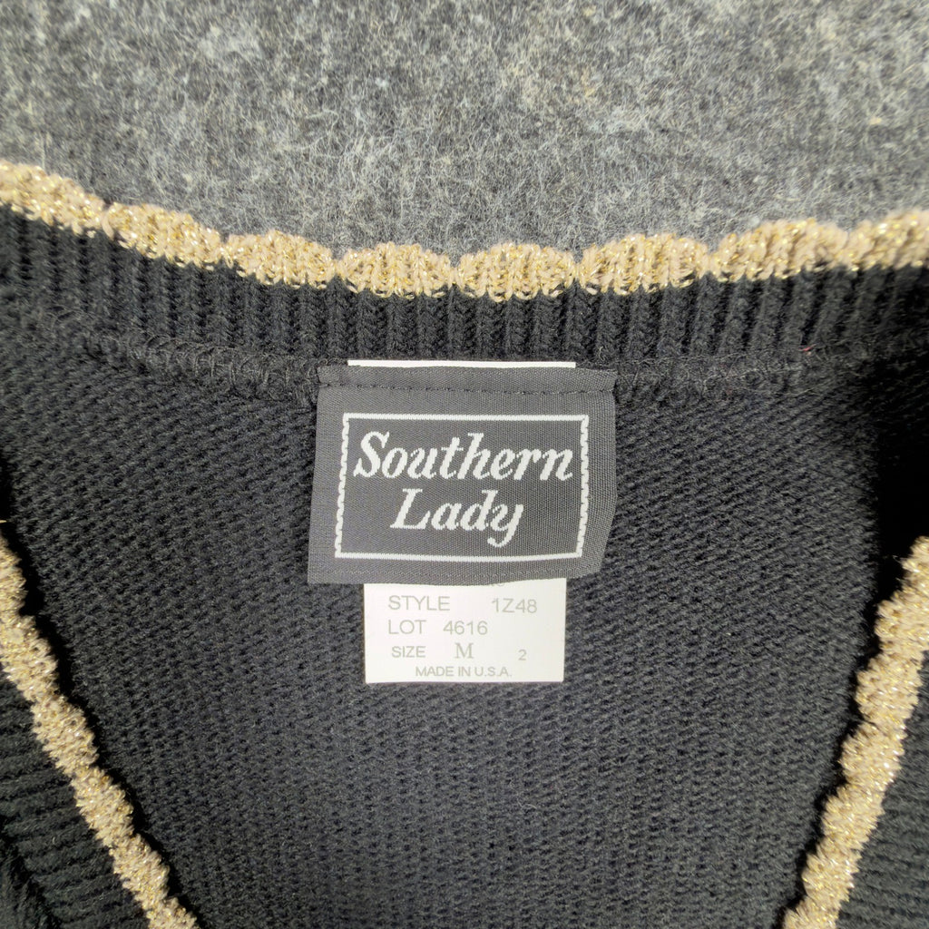 Southern Lady Vintage Angel Sweater Vest Womens M Black Metallic NWT Made in USA - take2supply