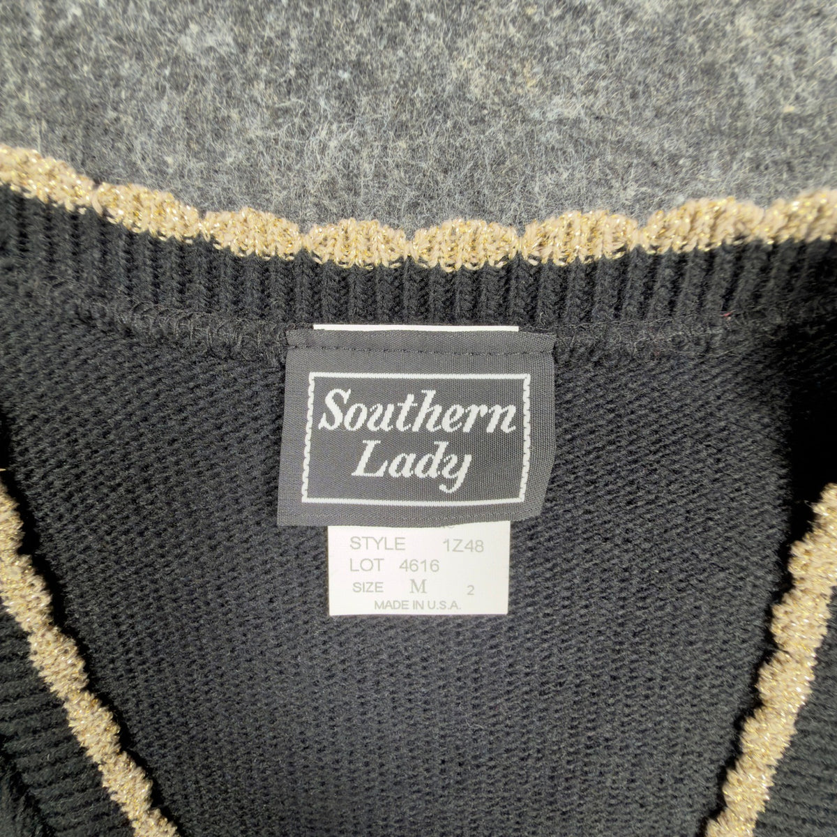 Southern Lady Vintage Angel Sweater Vest Womens M Black Metallic NWT Made in USA - take2supply
