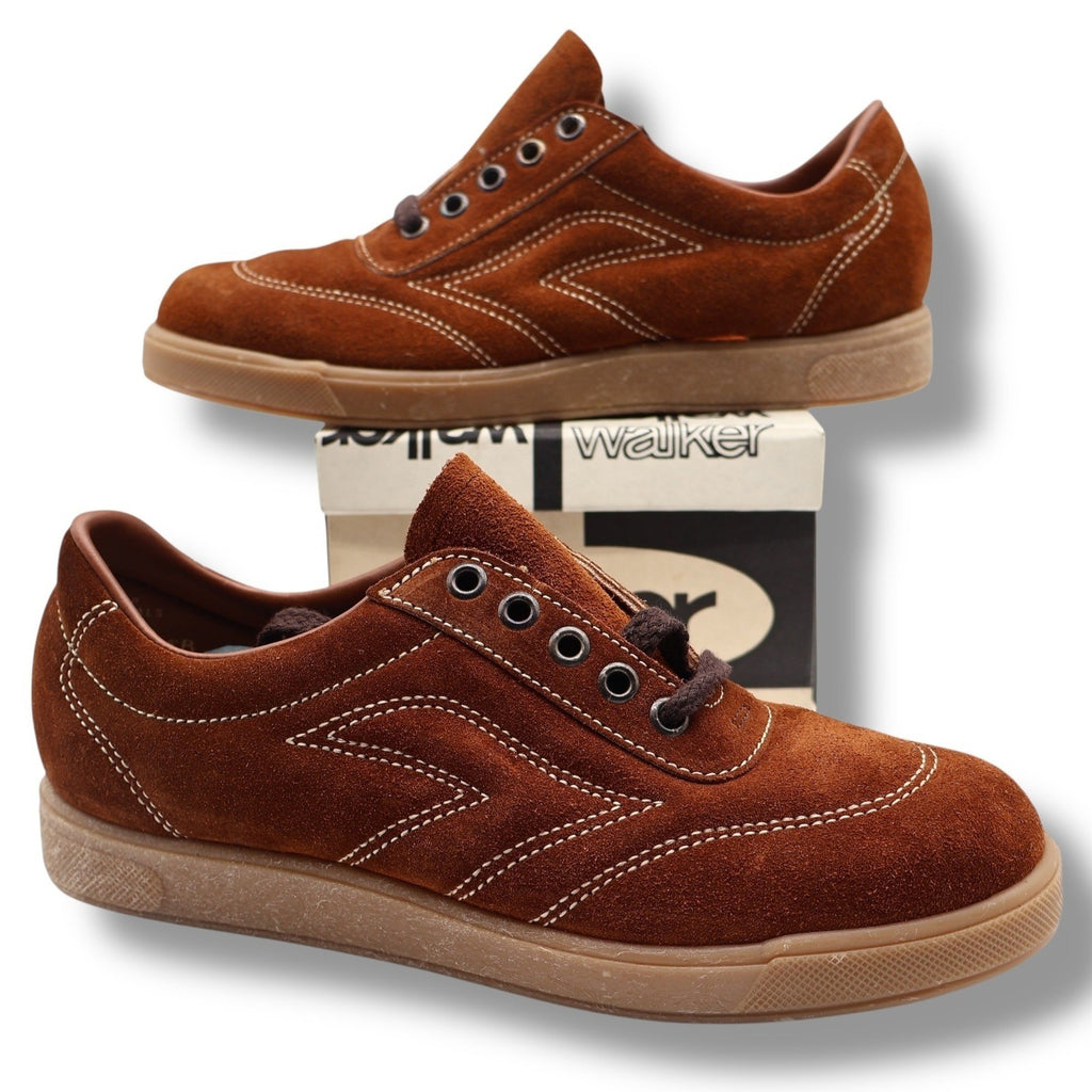 Walker Oxford Sneakers 5.5 D Vintage Brown Suede Gum Sole Deadstock Retro - take2supply