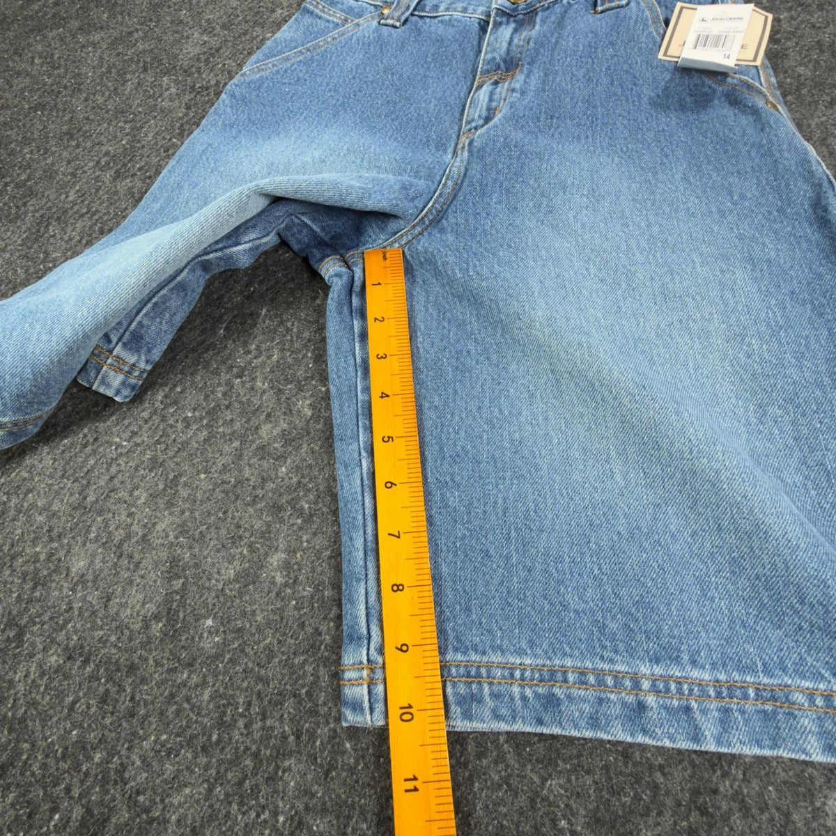 John Deere Y2K Carpenter Denim Shorts Boys 14 Blue Stone Wash NWT - take2supply