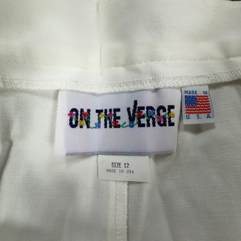 On The Verge 90s Vintage Pleated Shorts Womens 12 White Cotton NWT Made in USA - take2supply