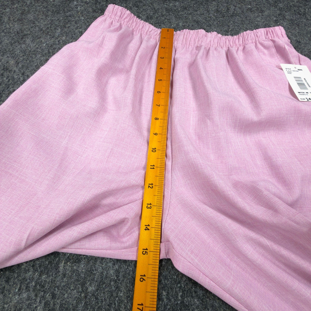 Nikki Vintage 90s Elastic Waist Pants Women 14 Rose Pink Polyester NWT Deadstock - take2supply
