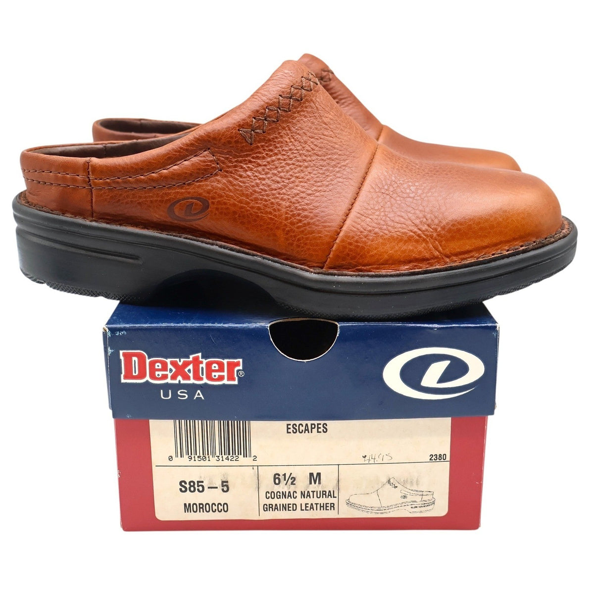 Dexter Escapes Mules Womens 6.5 Vintage Cognac Grained Leather Slip On Clogs - take2supply