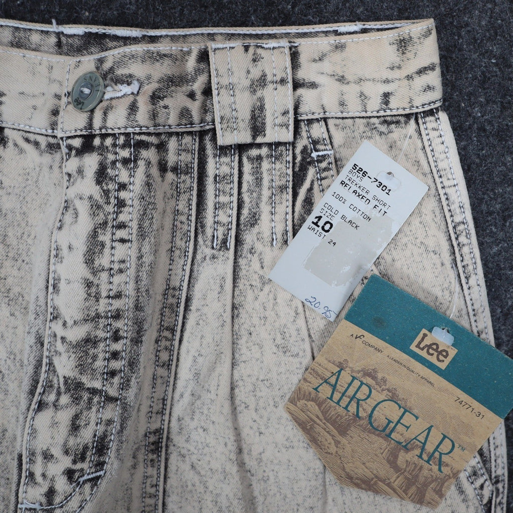 Lee Trekker Short Boys 10 Vintage 90s Cold Black Acid Wash Cotton Relaxed Fit - take2supply