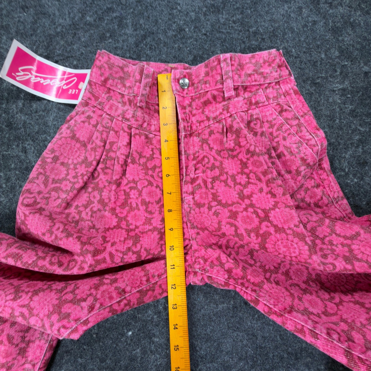 Lee Vintage 80s Floral Pants Girls 12 Magenta Pink Cotton High Waist NWT USA - take2supply