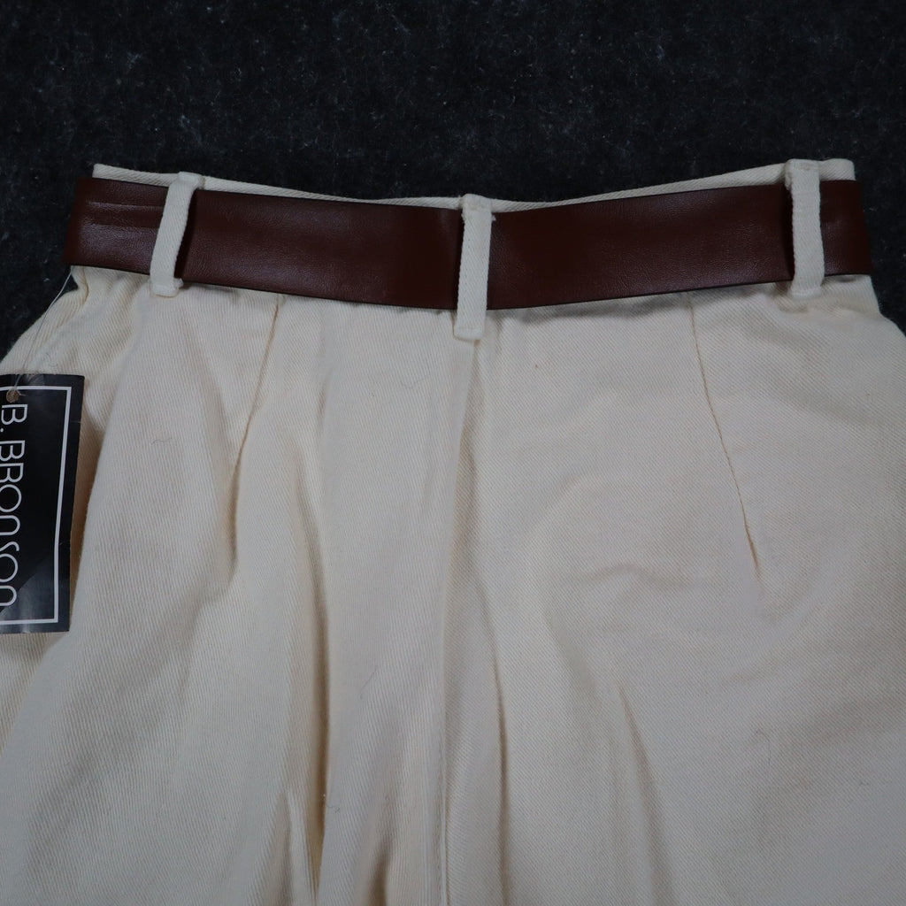 B. Bronson Shorts Womens 3 Vintage 90s Natural Cotton Pleated High Waist Belted - take2supply