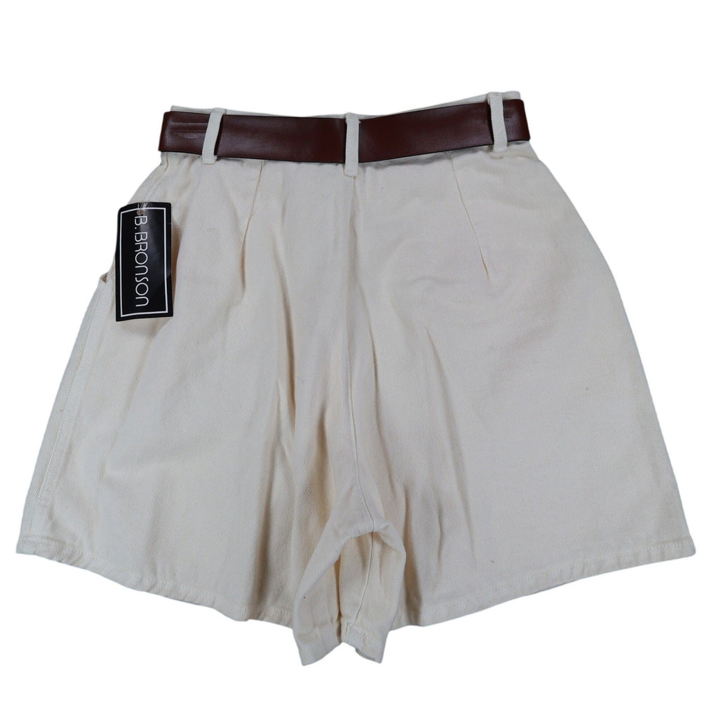 B. Bronson Shorts Womens 3 Vintage 90s Natural Cotton Pleated High Waist Belted - take2supply
