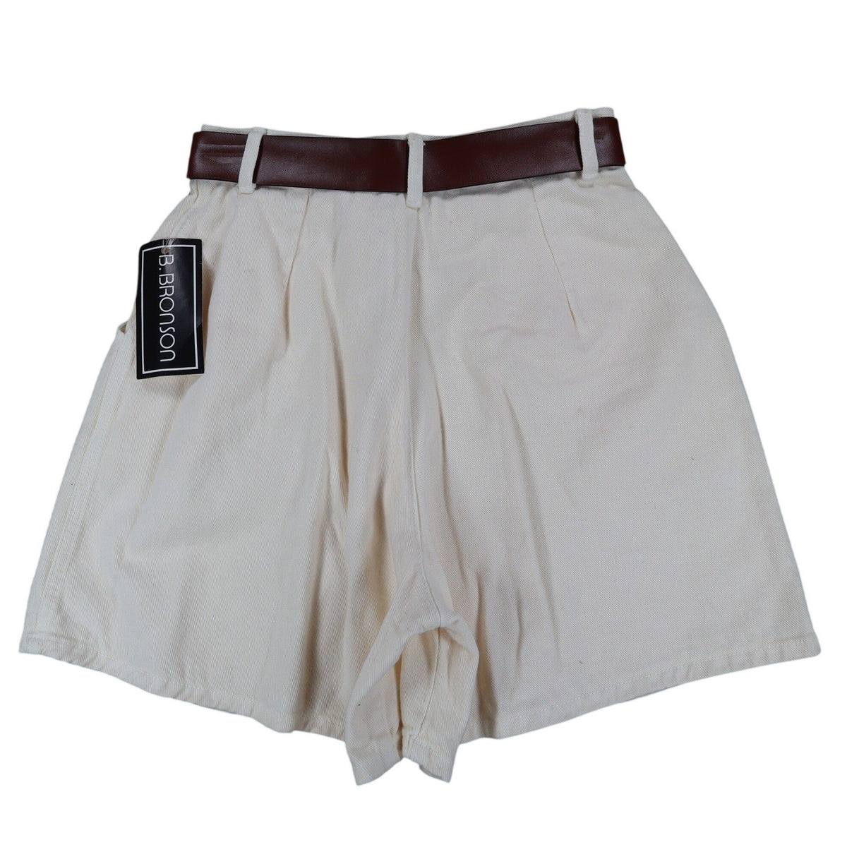 B. Bronson Shorts Womens 3 Vintage 90s Natural Cotton Pleated High Waist Belted - take2supply
