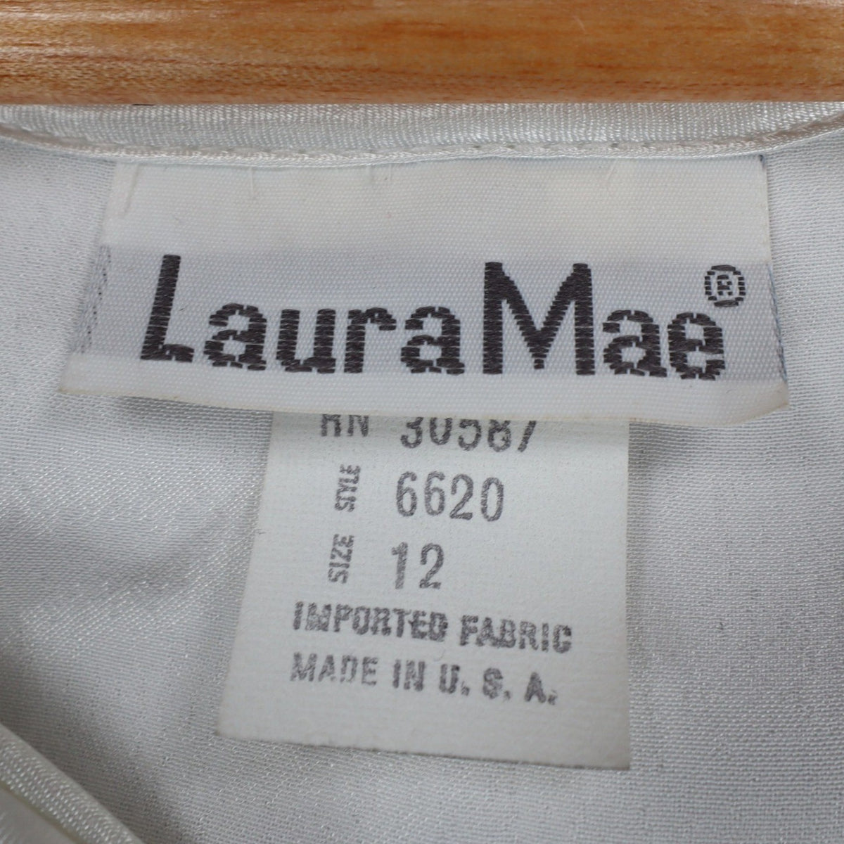 Laura Mae Blouse Womens 12 Vintage 80s White Satin Sailor Collar Tie Neck 6620 - take2supply