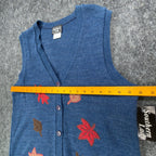 Southern Lady Vintage Sweater Vest Womens M Blue Leaf Embroidered Deadstock NWT - take2supply