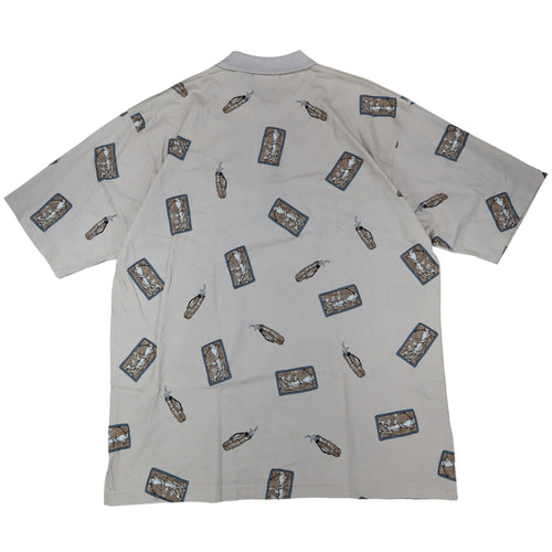 Cream Aureus golf-print short-sleeve polo shirt, full back view